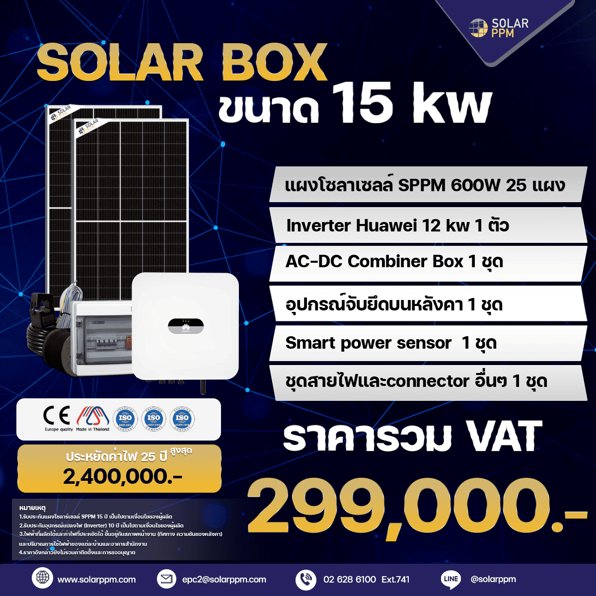 ชุดติดตั้งโซลาร์เซลล์ 15 kw